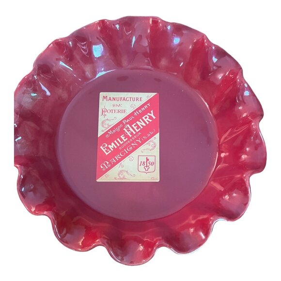 Emile Henry Ruffled Pie Dish Red Made France 10.5 X10.5 X 2.5 Williams Sonoma